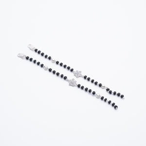 black beads with silver flower nazariya for kids