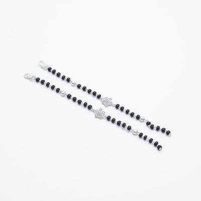 black beads with silver flower nazariya for kids