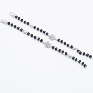 black beads with silver flower nazariya for kids