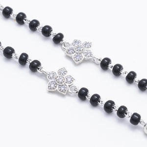 black beads with silver flower nazariya for kids