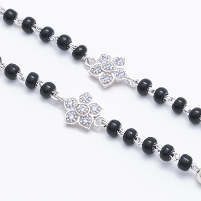 black beads with silver flower nazariya for kids