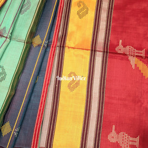 Pink Dual Tone Multicolor Double Pallu Handwoven Soft Silk Saree