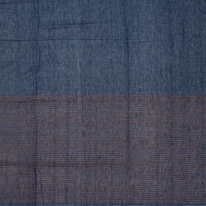 Midnight Blue Handloom Bengal Cotton Saree With Stripes