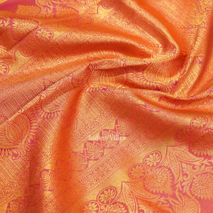 Yellow Pink Pure Kanjivaram Silk Saree