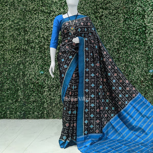 Blue Black Body Odisha Handloom Pasapali Silk Saree