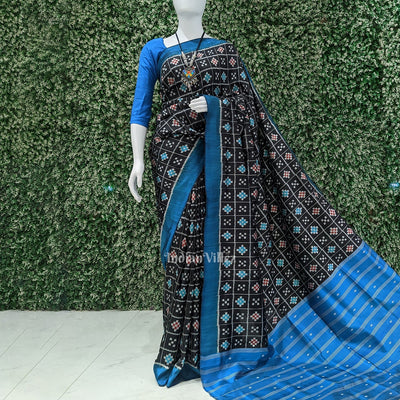 Blue Black Body Odisha Handloom Pasapali Silk Saree