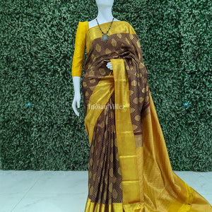 Maroon Golden Diamond Pure Kanjivaram Silk Saree
