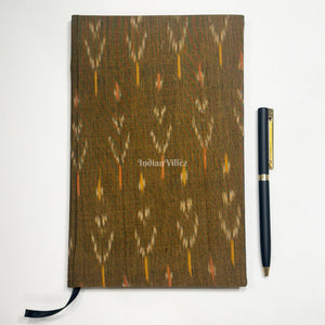Mehandi Green Handmade Ikat Woven Cotton Fabric Cover Diary