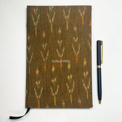 Mehandi Green Handmade Ikat Woven Cotton Fabric Cover Diary