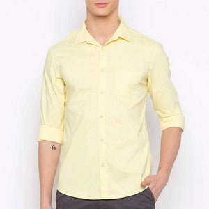 Frankshop Classic Pure Cotton Blend Lemon Color Solid Shirts