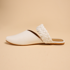 Bright White Braided Mules