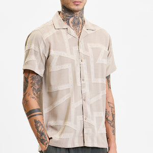 Beige Geometric Box Fit Shirt