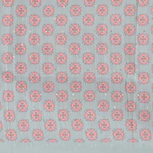 Cream mukesh work semi-banaras tussar saree with contrast plain border & paisley motifs pallu