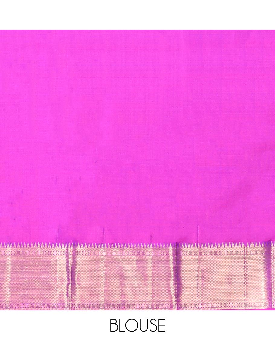 Blue zari buttas silk saree, contrast traditional zari design border & intricate pallu