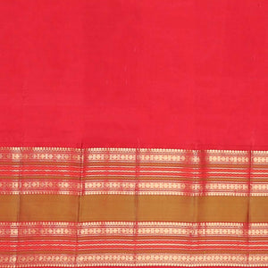Yellow leaf buttas silk saree with contrast border of thilakam mokku, muthu, paun design & pallu of jaal design