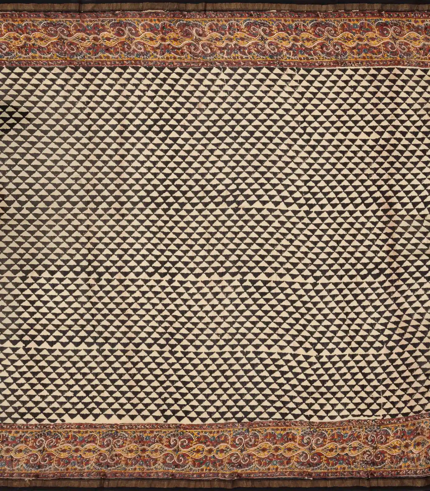 Brown Handloom Chanderi Cotton Saree With Kalamkari Style print