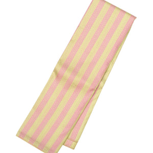 Cream & Pink Handloom Kanchipuram Silk Saree With Stripes