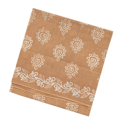 Beige Sungudi Cotton Saree With Floral Motifs
