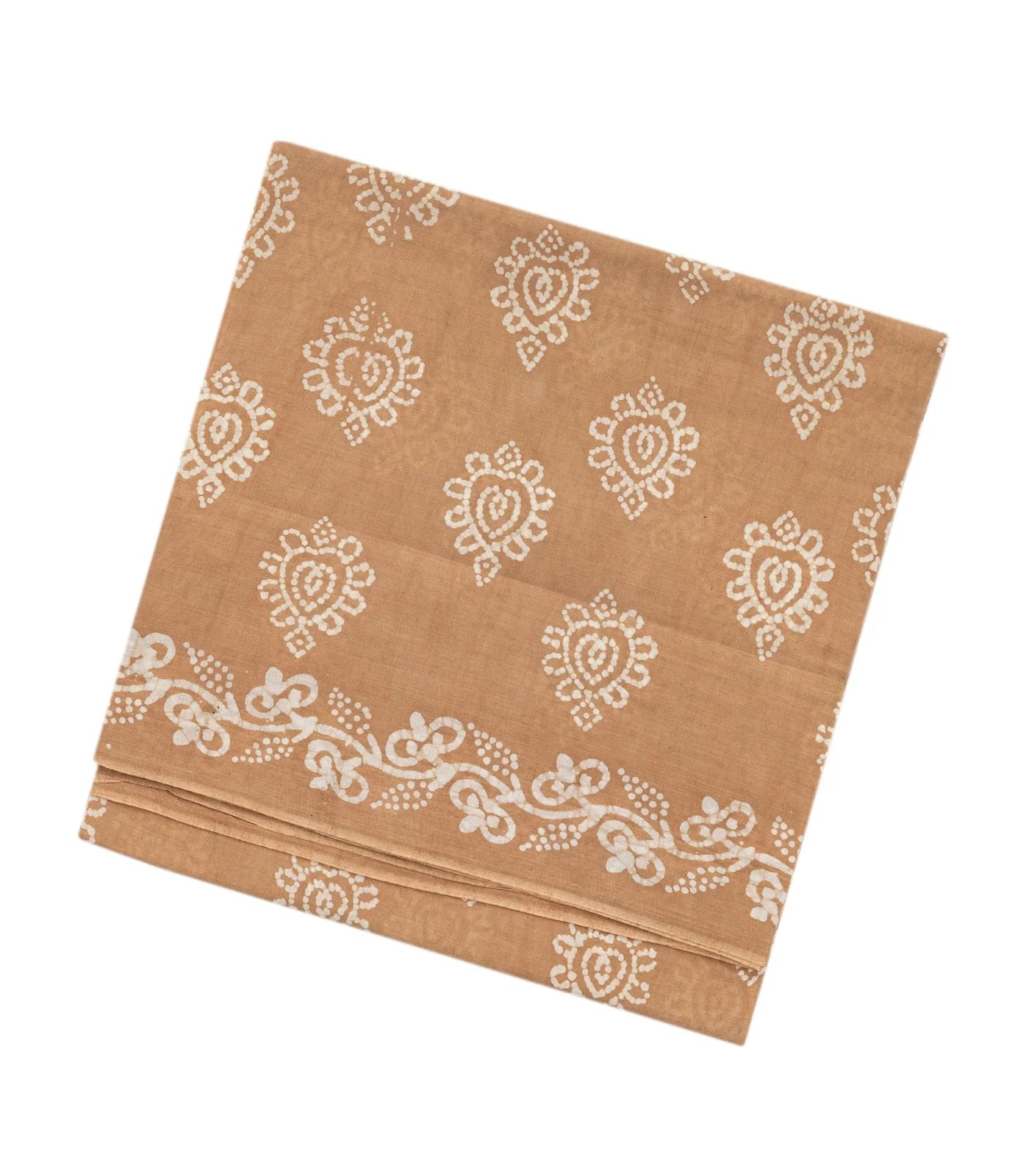 Beige Sungudi Cotton Saree With Floral Motifs
