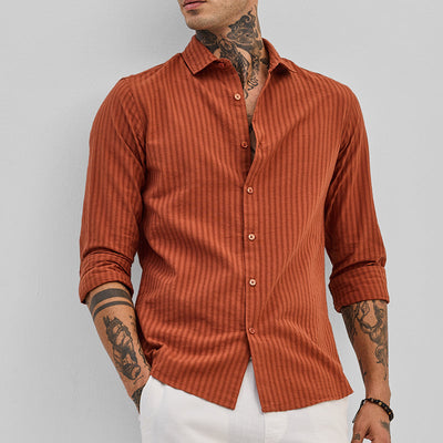 Rust Stripes Slim Fit Shirt