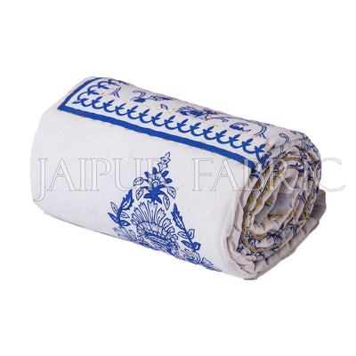Blue Jaipuri Print Cotton AC Quilt Single Bed Quilt