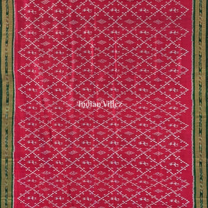 Maroon Tribal Odisha Handloom Khandua Silk Saree
