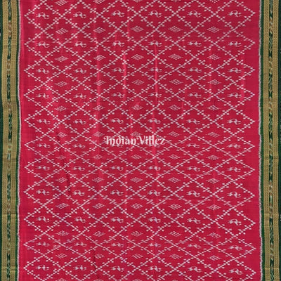 Maroon Tribal Odisha Handloom Khandua Silk Saree