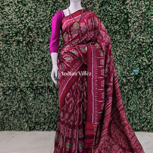 Maroon Odisha Ikat Designer Contemporary Silk Saree
