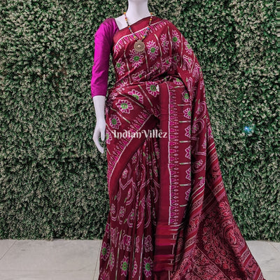 Maroon Odisha Ikat Designer Contemporary Silk Saree