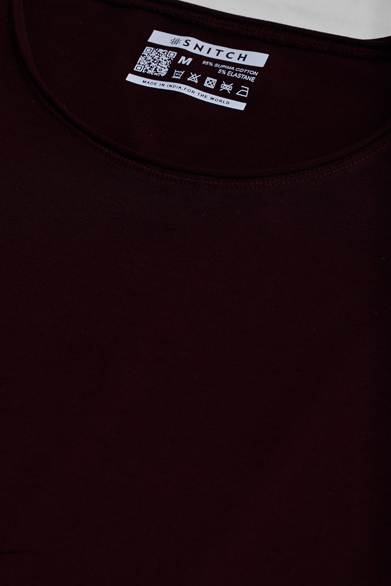 Maroon Stretch Full Sleeve T-Shirt