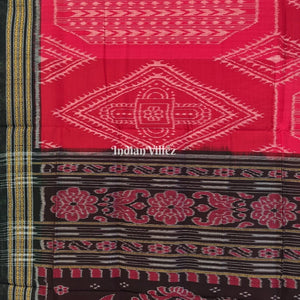 Red Odisha Ikat Sambalpuri Pure Cotton Saree