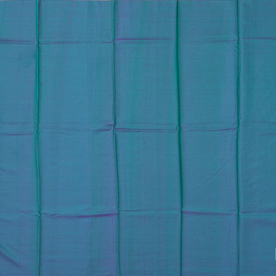 Turquoise Handloom Kanchipuram Silk Saree Printed With Floral Motifs