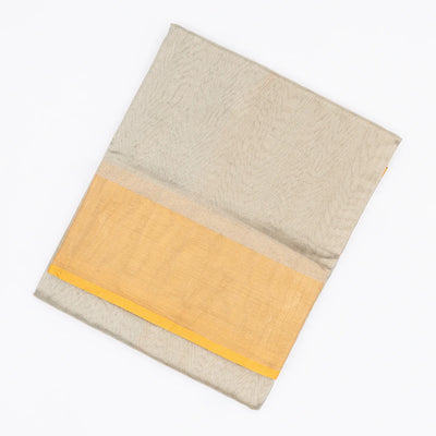 Grey Handloom Plain Uppada Silk Saree With Zari Border