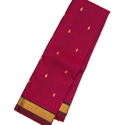 Crimson Handloom Kanchipuram Silk Saree With Floral Bud Buttas