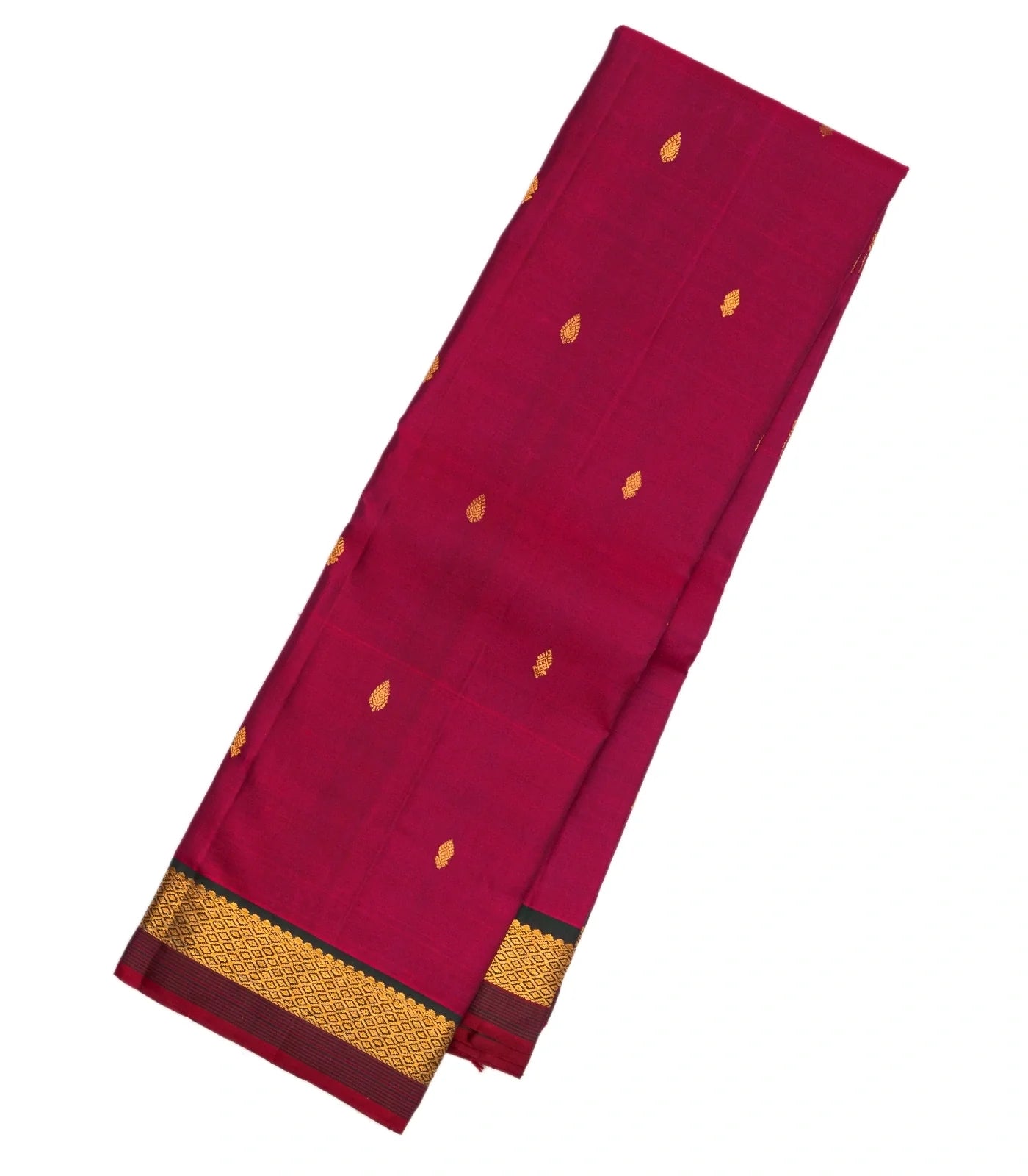 Crimson Handloom Kanchipuram Silk Saree With Floral Bud Buttas
