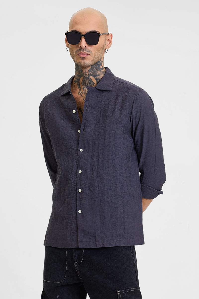 Charcoal Grey Crinkle Shirt