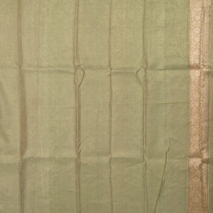 Olive Green Banarasi Tissue Silk Saree With Diagonal Floral Motifs