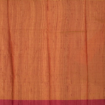 Peach Handwoven Tussar Silk Saree With Floral Motifs-Peach
