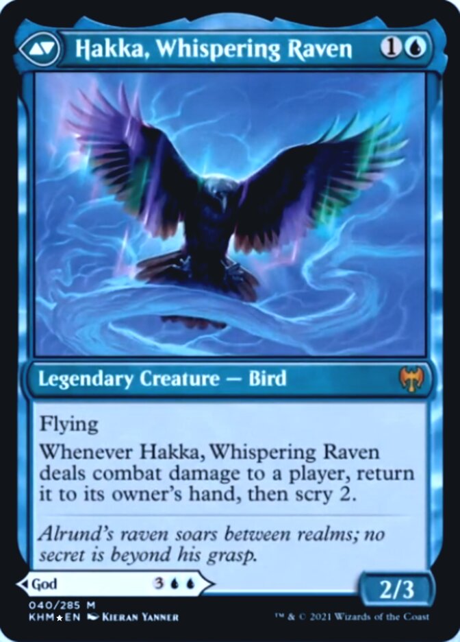 Alrund, God of the Cosmos // Hakka, Whispering Raven [Prerelease] [40s] [Kaldheim Promos] [Foil]