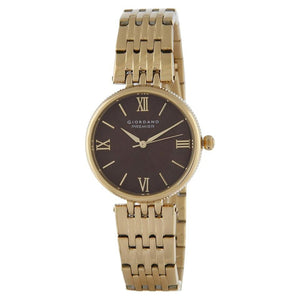 Giordano Brown Dial & Gold Chain Watch for Women