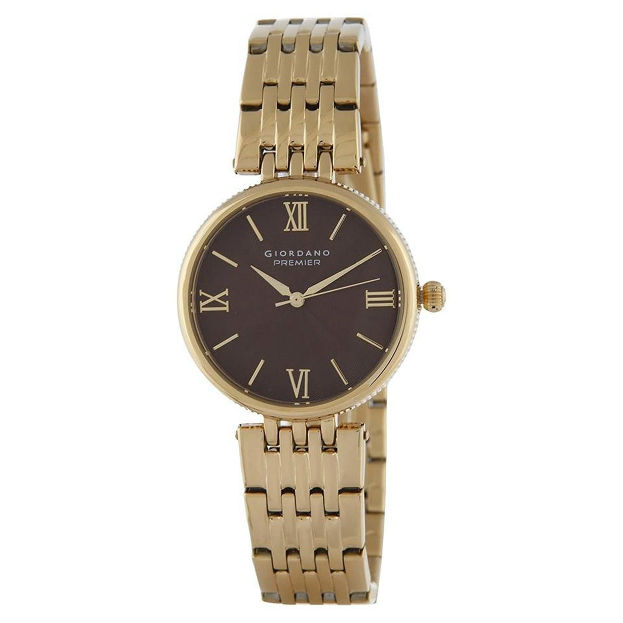 Giordano Brown Dial & Gold Chain Watch for Women
