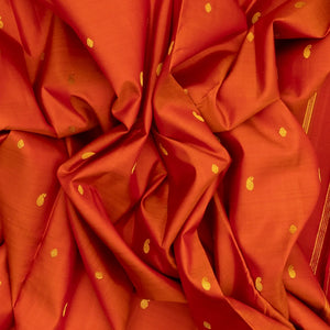 Orange Handloom Kanchipuram Silk Saree With Mango Buttas