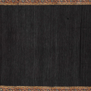 Black Handloom Chanderi Cotton Saree With Printed Floral Vine Motif