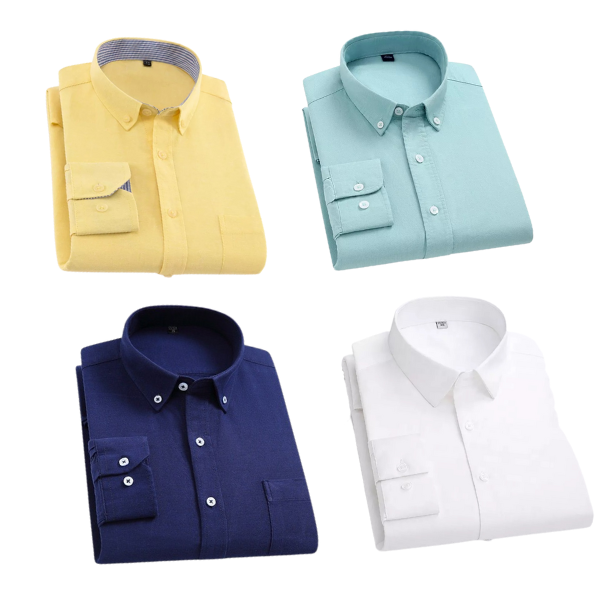 Combo of 4 Cotton Shirt for Man ( Lemon,Pista,Navy Blue and White )