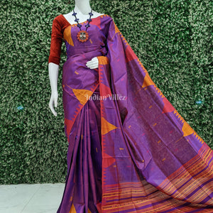Purple Ganga-Jamuna Gopalpur Tussar Silk Saree