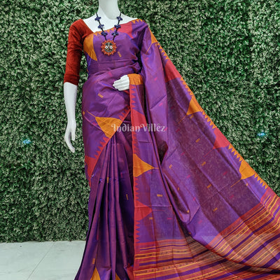 Purple Ganga-Jamuna Gopalpur Tussar Silk Saree