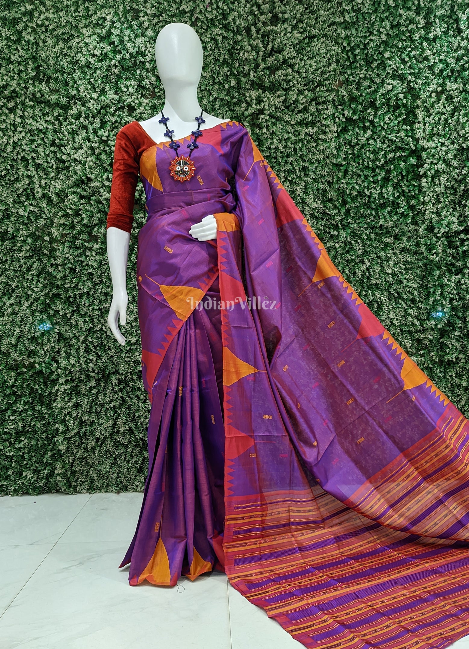 Purple Ganga-Jamuna Gopalpur Tussar Silk Saree