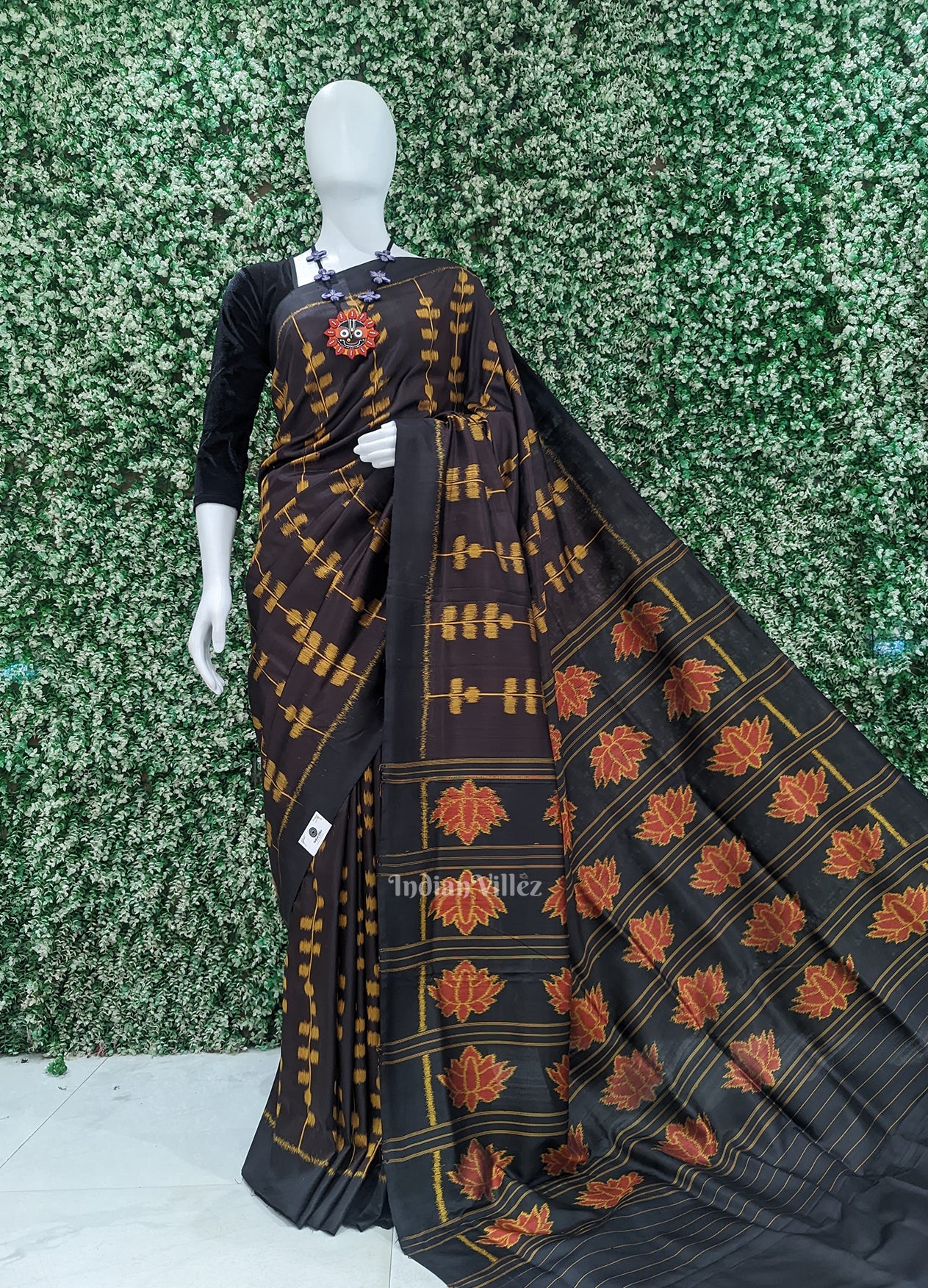 Coffee Leaf Design Odisha Ikat Contemporary Designer Saree