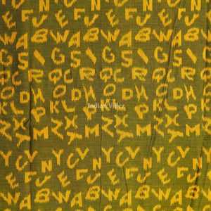Mehndi Green English Alphabet Sambalpuri Cotton Fabric