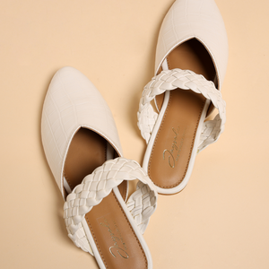 Bright White Braided Mules